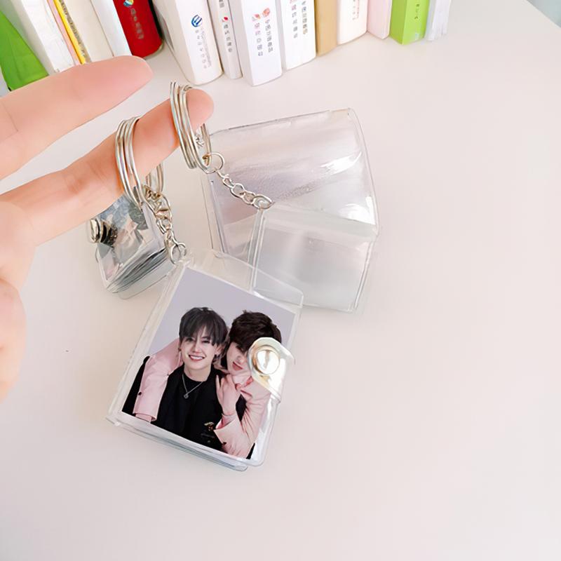 Mini Photocard Holder Transparent 16 Pockets Photo Album Keychain Idol Kpop Photocard Holder Binder Photocards Collector Book