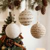 Yousheng Christmas Ball Ornament Linen Design Rustic Distressed Hanging Ball Xmas Tree Decor Farmhouse Ornament
