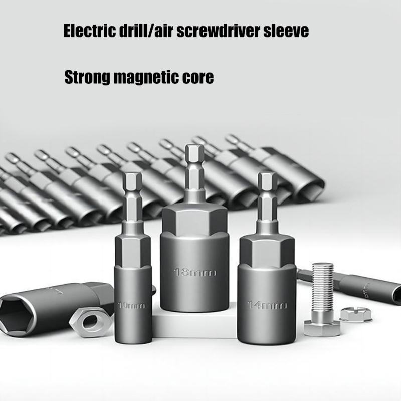 1/4inch Wrench Hexagonal Bit Socket Set Long Impact Drill Socket Adapter Drill Bit Extension Socket Adapter for Electric