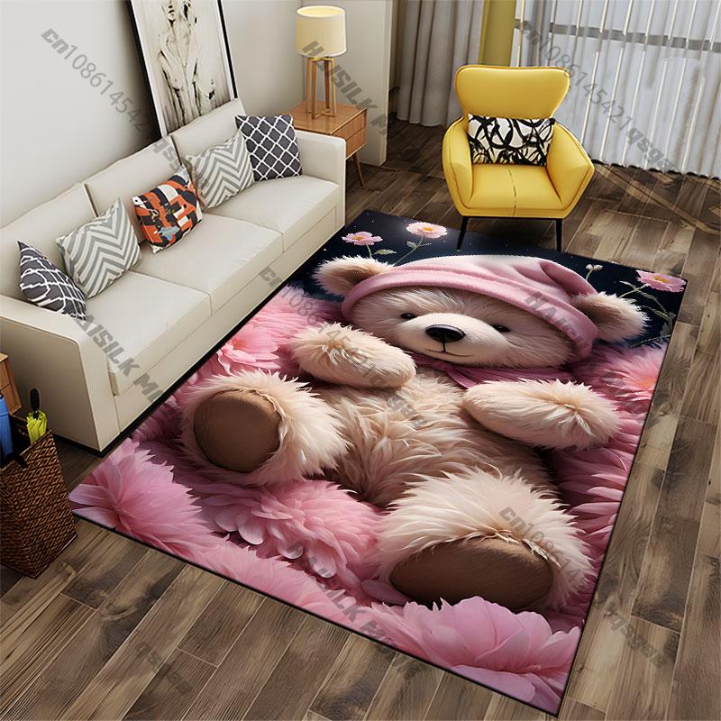 Cozy adorable teddy bear warmth carpet Yoga living room room decor children's crawling mat doormat area rug games mat