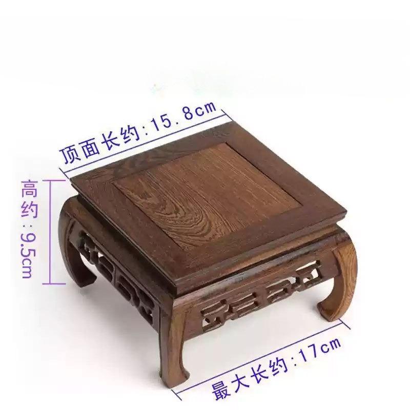 Retro Engraving Wooden Tea Tray Teapot Bases Bonsai Buddha Stand Fish Tank Pedestal Wooden Flowerpot Base Furniture Home Decor