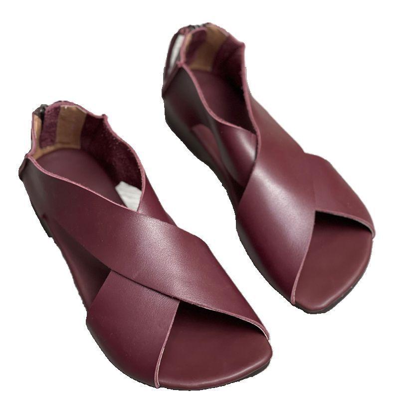 Roman sandals summer women's shoes casual retro woven versatile super foreign style hollow sandals 2025 summer new