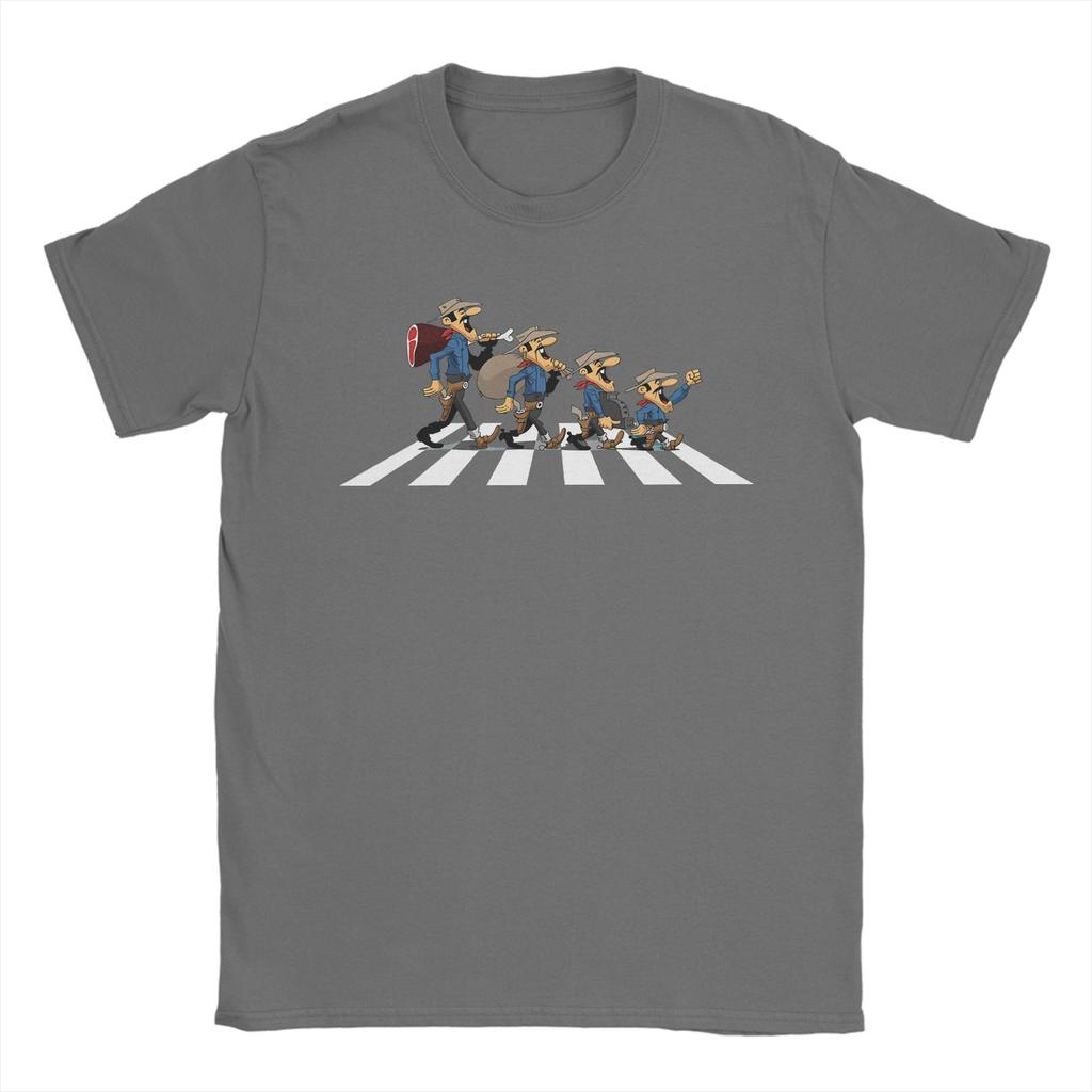 Dalton Abbey Road Lucky Luke T-shirt Uomo 100% Cotone Vintage T-shirt Girocollo Cartoni Animati T-shirt Manica Corta Top Stampati