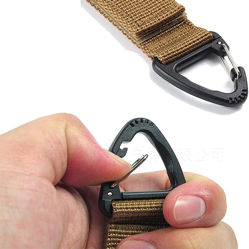 Outdoor Activity Camping Hiking Nylon Ribbon Keychain Molle Tactical Knapsack Triangle Backpack Waist Carryall Fastener Hook Buckle Climb Tool