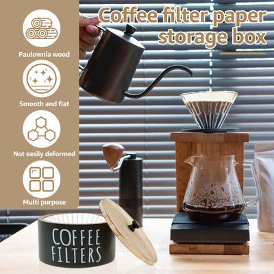Coffee Storage Box Wooden Coffee Filter Storage Container with Lid Multipurpose Coffee Filter Dispenser for Bar Counter Decor