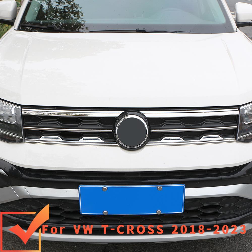 For Volkswagen VW T-cross Tcross 2018-2025 Car Front Bumper Mesh Center Grille Grill Moulding Strips Cover Trim Accessories