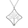 Handmade Winding Square Tree Of Life Necklace Gravel Crystal Pendant N92