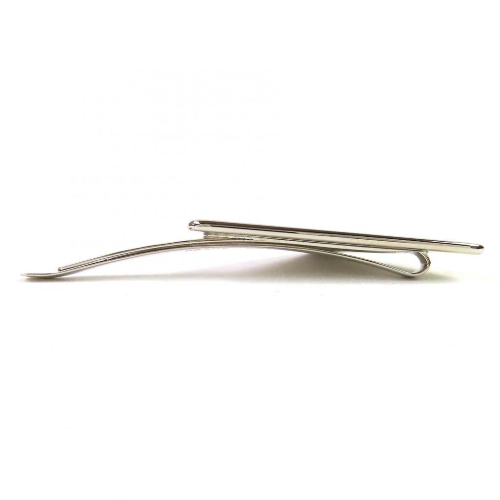 Prada Hair Accessory Triangle Logo Metal Hairpin White Silver Brass Women 1IF051 Used