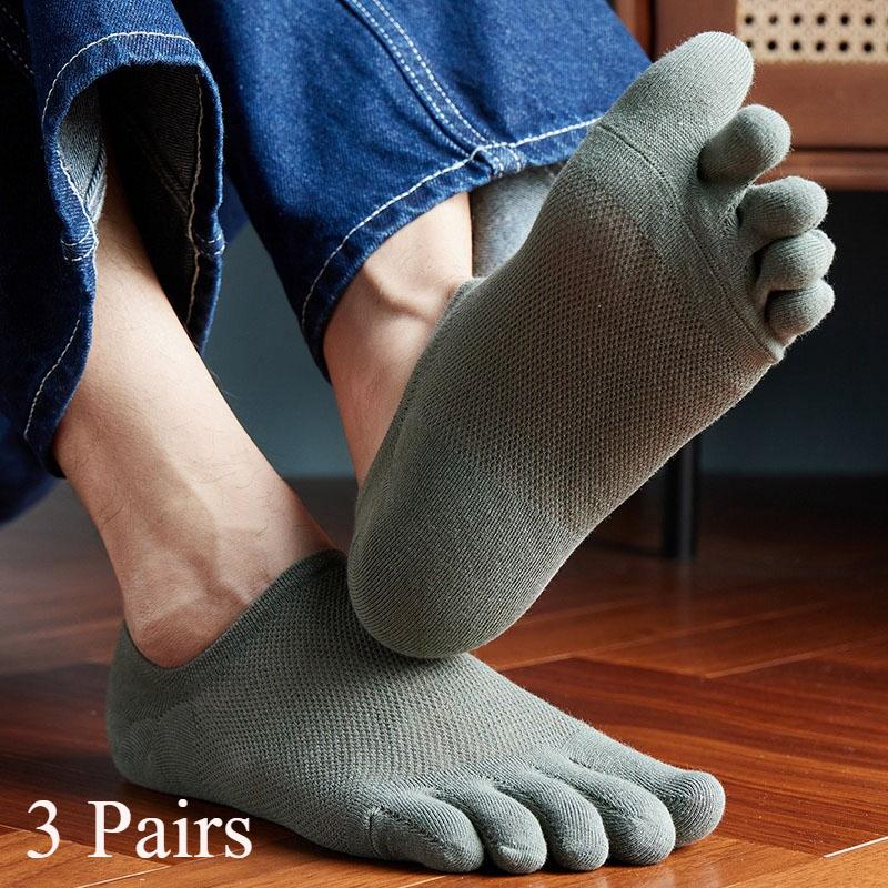 

3 Pairs Toe Crew Socks Men s and Women‘s’ Breathable Cotton Sports Running Ankle Cotton Short Five Fingers Socks One size