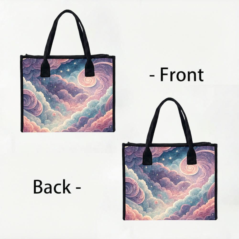 Dreamy Cloud Star Print Ladies Daily Tote Bag Stylish Casual Portable Shopping Shoulder Bag