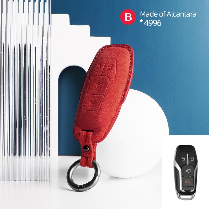 

4 Buttons Applicable For Ford Car Key Case Cover Mustang Wild Horse Taurus Explorer Raptor Suede Car High-Grade