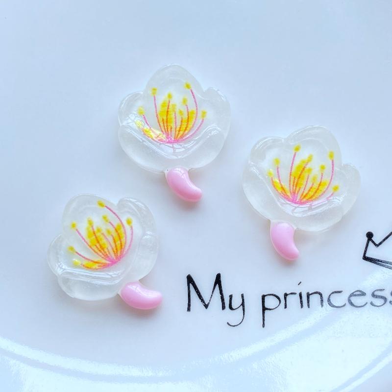 10Pcs New Cute Mini Luminous Transparent Lotus Flat back Resin Cabochons Scrapbooking DIY Jewelry Craft Decoration Accessorie