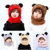 Cartoon Hat for Girls Boys Scarf Thicken Cap Winter Hat for Kids Newborn Baby Stuff Children Hat Plus Fleece Kids Caps