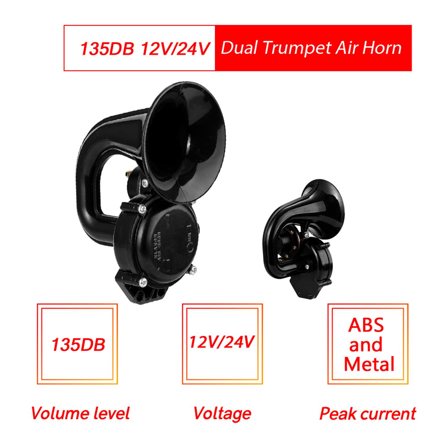 

Truck 135db Loud Air Horn 12 24V SuperLoud Trumpet Air Horn with Electric Valve Flat for Auto Vehicle Trucks чёрный