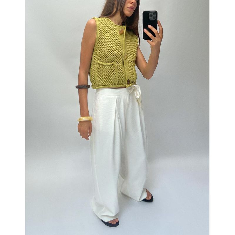 Spring New Women's Vest Loose and Idle Thick Needle Sleeveless V-neck Short Knitted Cardigan Top 5802112