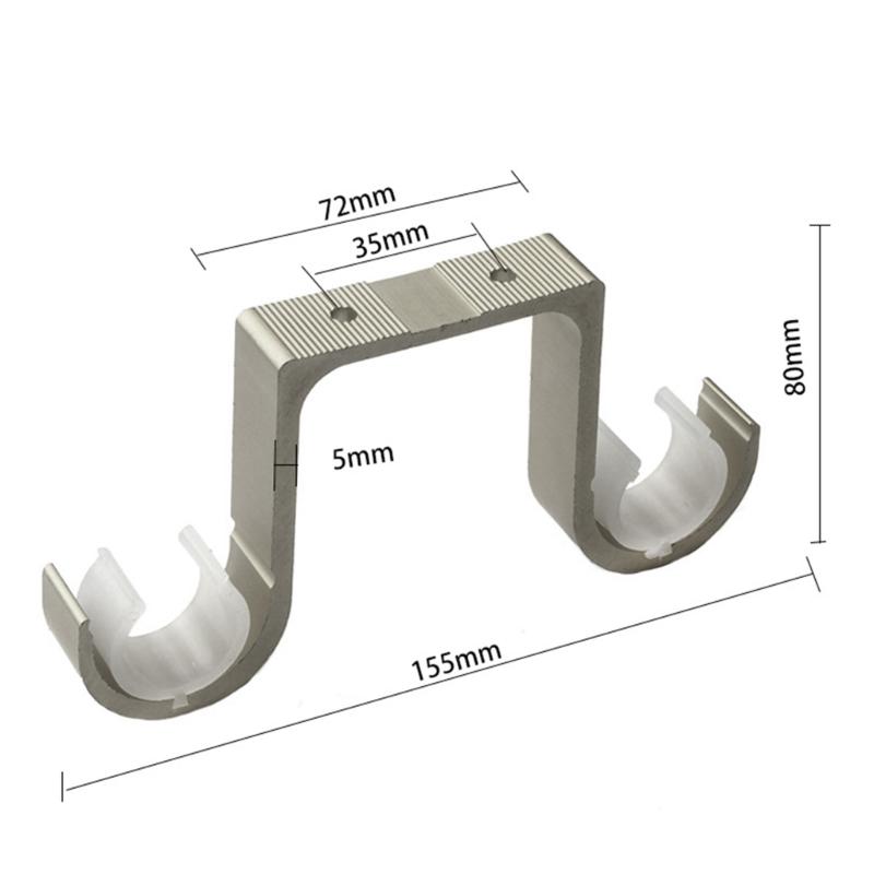 Aluminum Alloy Double Curtain Rod Holders Install Rods for Drapery Rod 3-Color