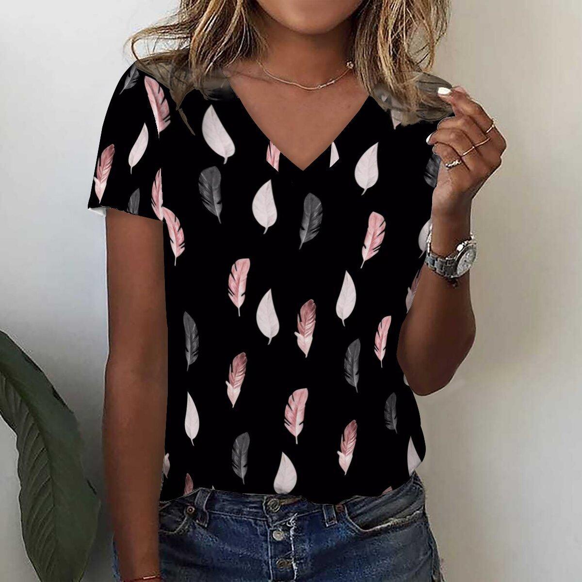 

Fashion Sunflower Floral 3D Print T Shirt Summer Women V-Neck T-shirts S