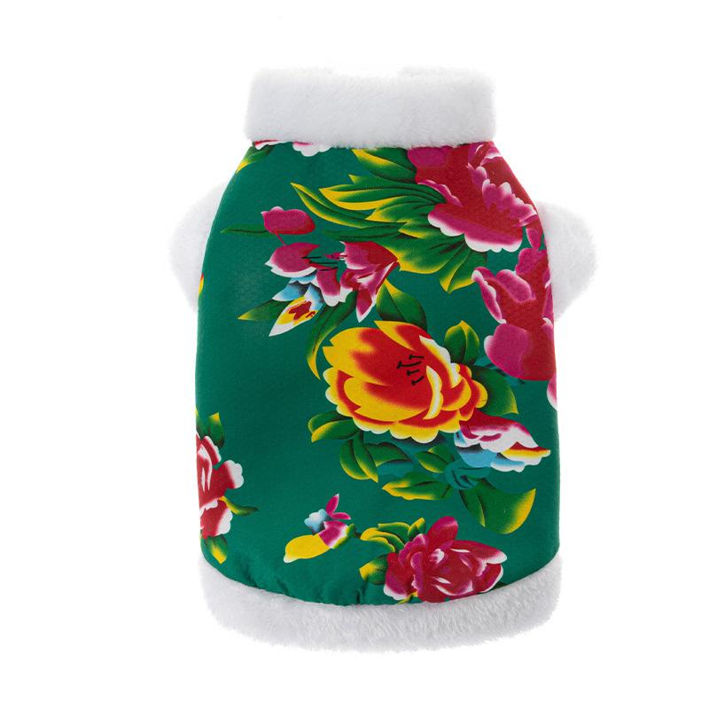 Pet Clothes Puppy Dog Cat Pet Winter Clothes Northeast Big Flower Dog Clothes