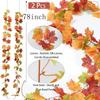 2M Fall Maple Leaves Artificial Garland Fake Plants Autumn Decor Flowers Vine for Thanksgiving Halloween Festivals Wedding Decor