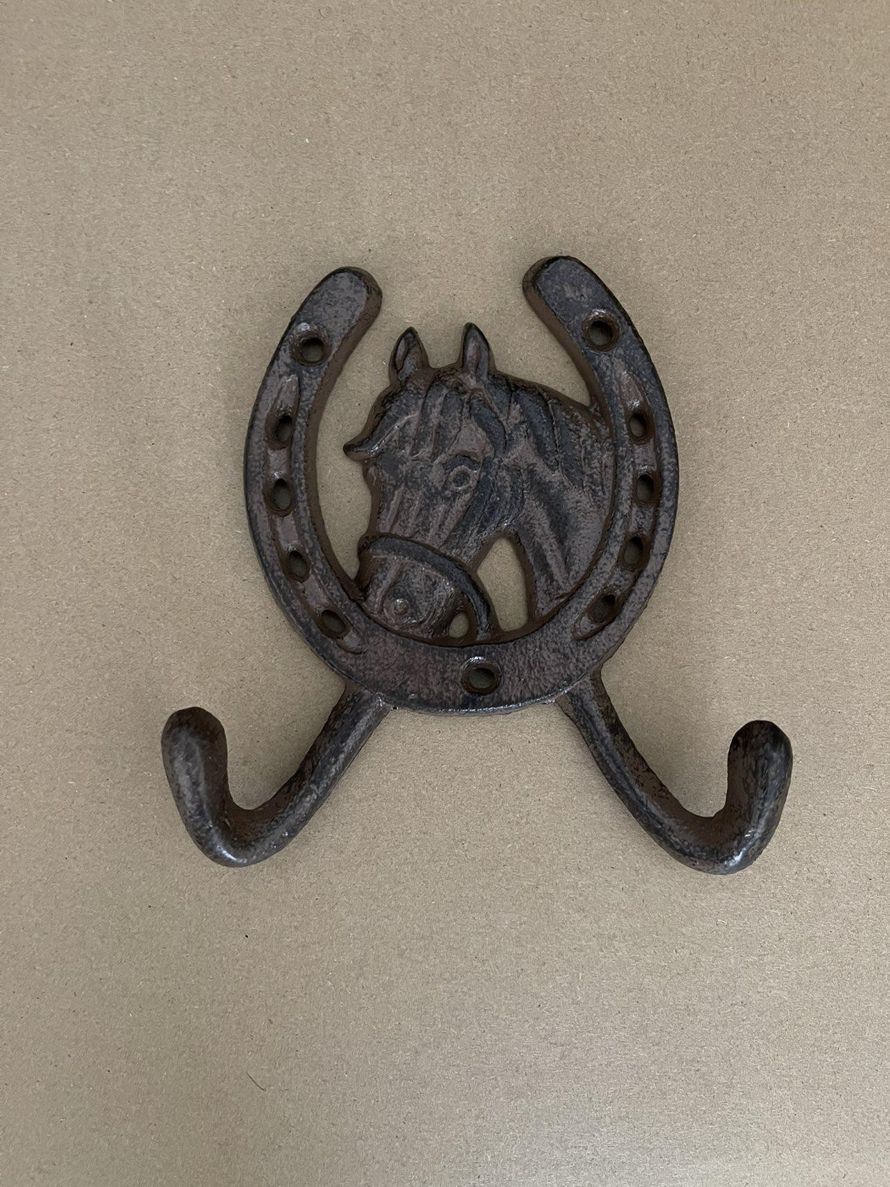 US  Horse Head  Cast Iron Double Hook - Retro Wall-Mounted Key and Coat Hook Iron