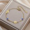 Chai Star of David Charms Bracelets Blue Turkish Evil Eyes Hexagram Stainless Steel Pendants Hand Chain Amulet Je Jewelry