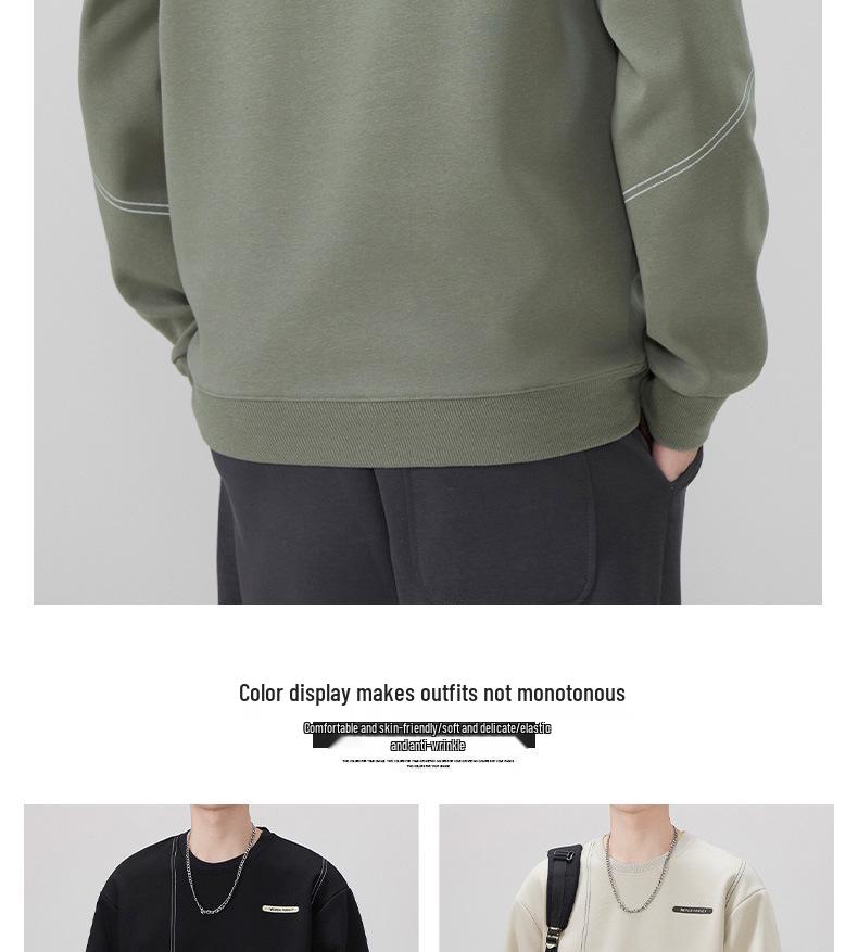 Men's 2025 Autumn/Winter Velvet Thickened Pullover Hoodie - Round Neck, Long Sleeve, Casual Sports Top