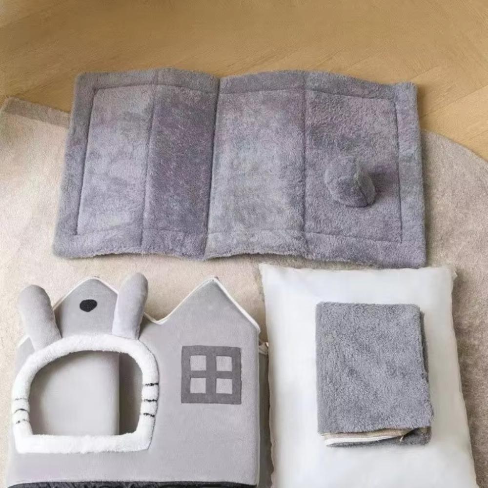 Foldable Cat House Winter Warm Pet House for Indoor Small Dog Bed Mat Basket Kennel Cozy Cave Puppy Condos Kitten Shelter Pet Supplies