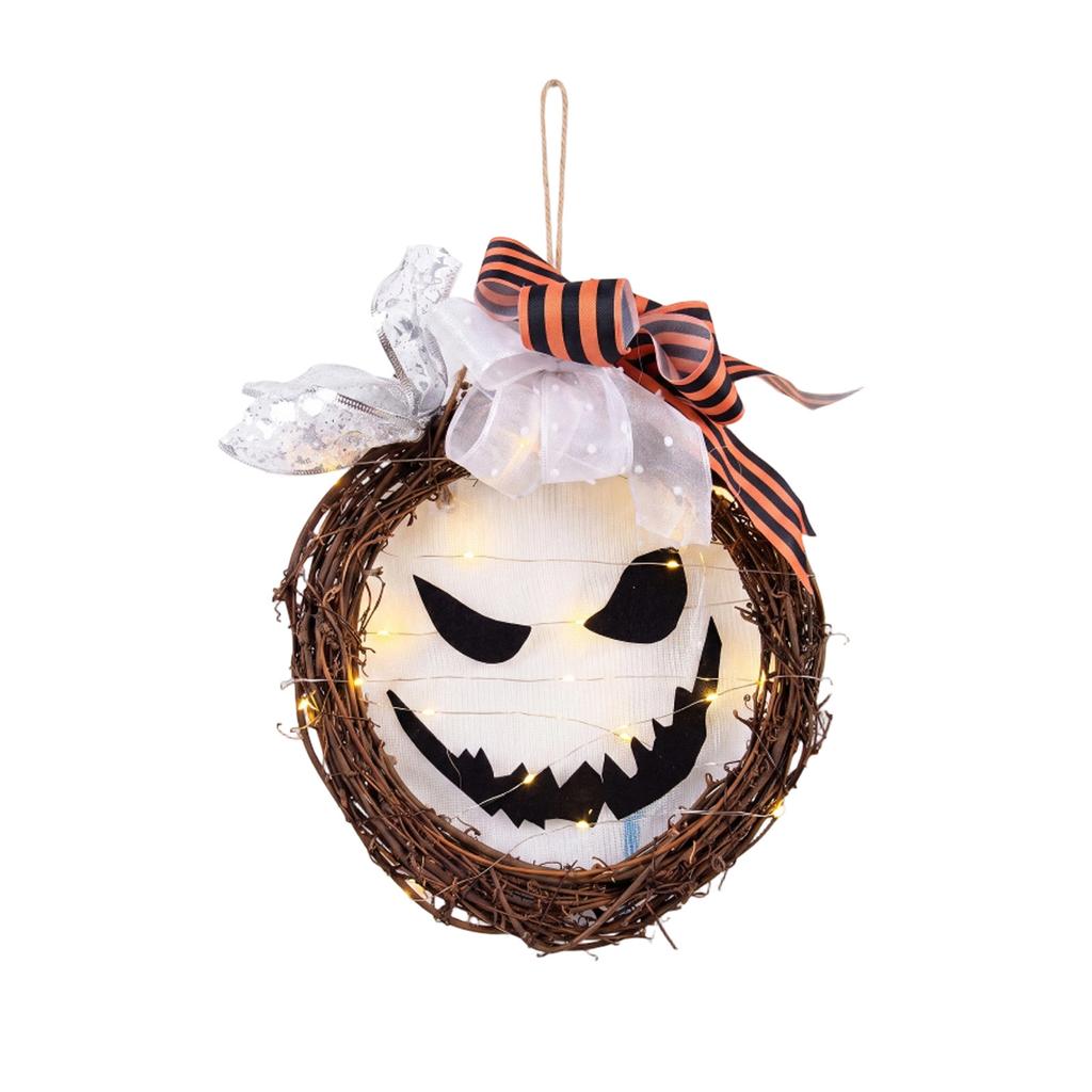 Halloween Wreath with Face Design for Front Door Decoration