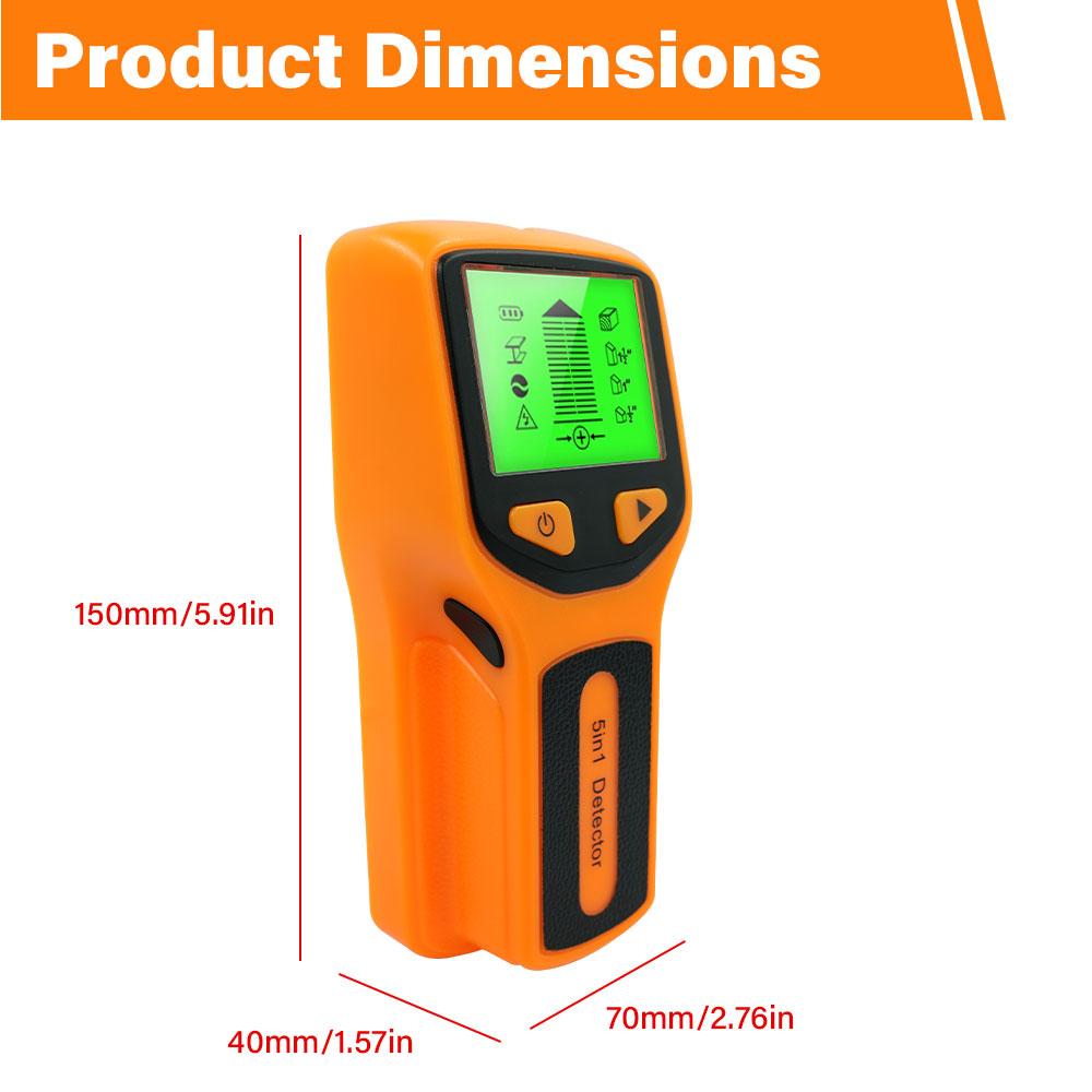 New 5-in-1 Wall Detector Handheld Screw Column Detector Live AC Cable Detector, Cable, PVC Water Pipe Metal Detector