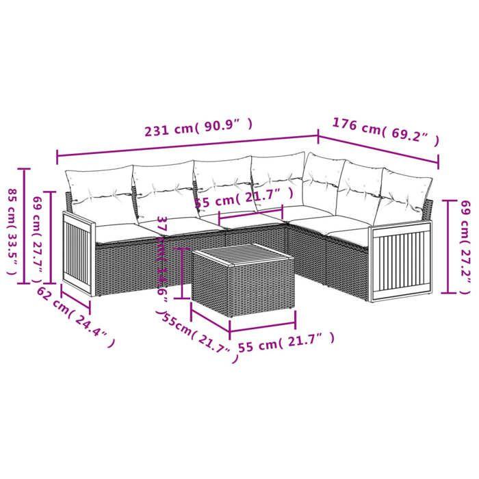 VidaXL Garden Lounge Set with Cushions 7 Pcs, Patio Sofas, Patio Furniture Set, Outdoor Furniture, Beige 3227689