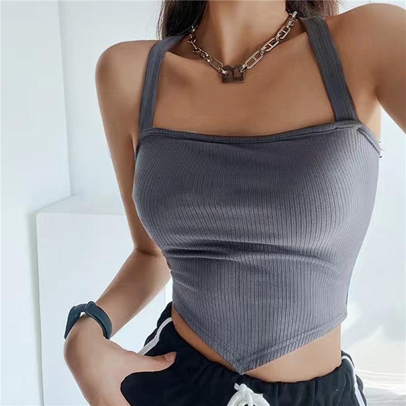 Dámské pletené topy Y2k Sexy Cross Halter Korzet Prsatější Košilka bez zad Halter Top Streetwear Tenké přední topy