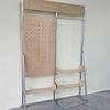 Birch Plywood & Aluminum Display Stand: Floor-standing Pegboard Rack for Jewelry and Art Exhibits