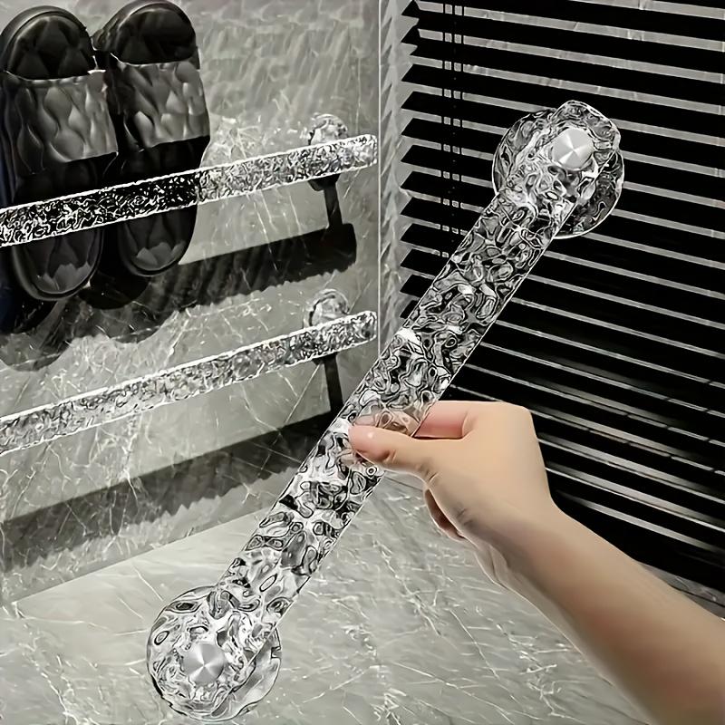 Acrylic Wave Towel Rack No Drilling Required Wall-Mounted Bathroom Organizer for Towels and Slippers Decorative Marble Pattern Transparent Storage