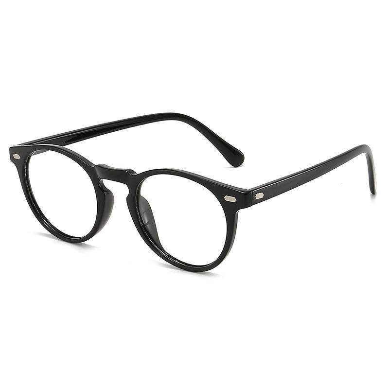 Retro Unisex Photochromic Round Frame Glasses with Anti-Blue Light Plano Lenses 9863