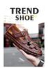 Men's Large Closed-Toe Handmade Leather Sandals, Breathable & Perforated for Beach
