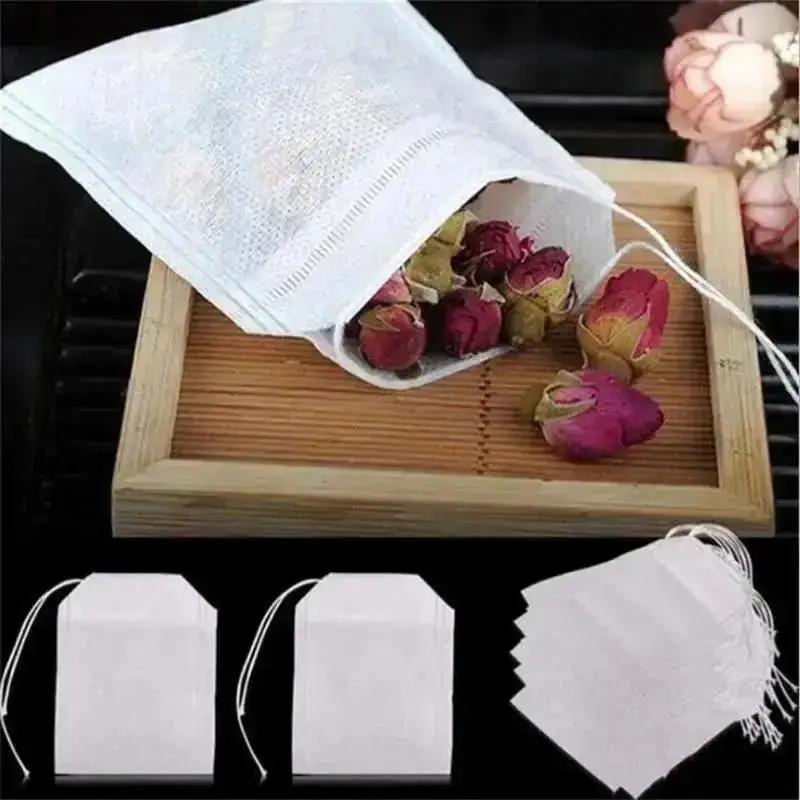 100Pcs Empty Loose Tea Bag Scented Tea Bags Drawstring Pouch Bag Seal Filter For Herb Spice Household Accessories Supplies