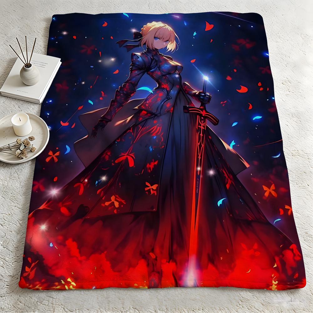 Game FFate Grand Orderr Throw Warm Soft Flannel Blanket Multiuse for Sofa Bed Camping Travel Nap