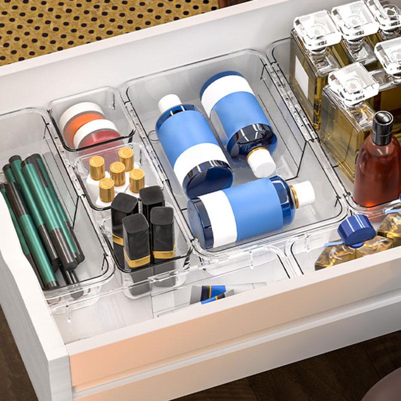 Transparent Drawer Partition Storage Box Freely Extendable and Stackable Storage Box Desktop for Organizing Sundries Storage Compartment Box
