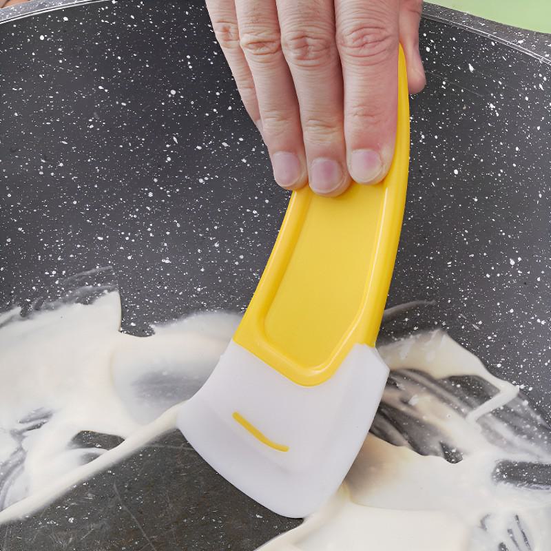 

Силиконовый скребок для дна кастрюли, предназначенный для высокотемпературной очистки бытовой посуды, антипригарная лопатка для масла на сковороде.