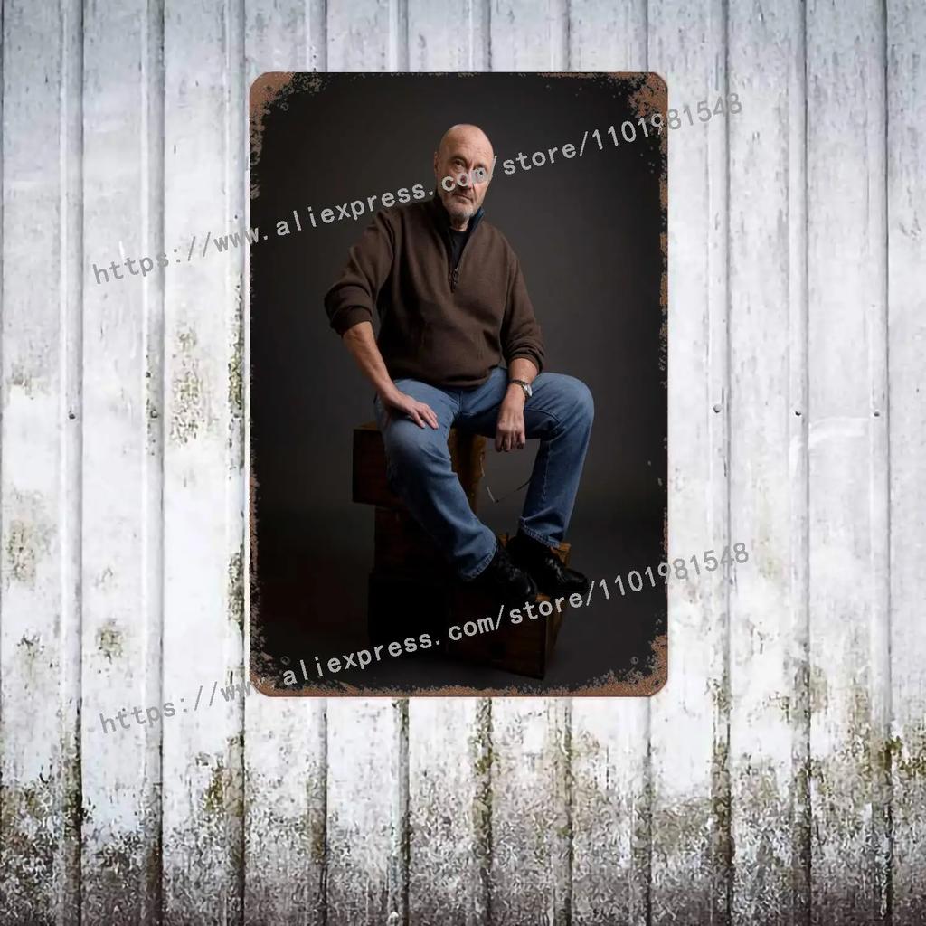 Phil Collins Drummer Metal Decor Poster Vintage Tin Sign Metal Sign Decorative Plaque for Pub Bar Man Cave Club Wall Decoration