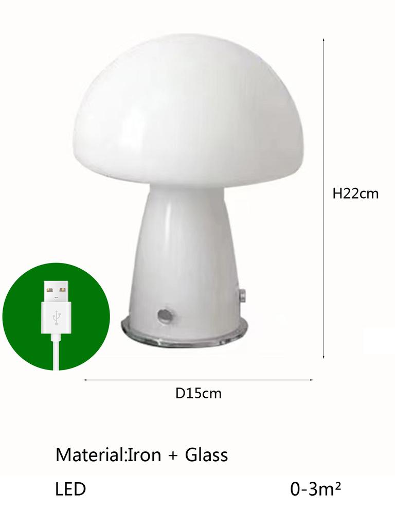 Tri-colour USB plug corded modern LED mushroom light for camping, dining, bedside home décor ambient lighting