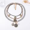 Exaggerated Casual Alloy Geometric Badge Coin Flower Pendant Multilayer Stacked Wear Chain Necklace Women's Necklace