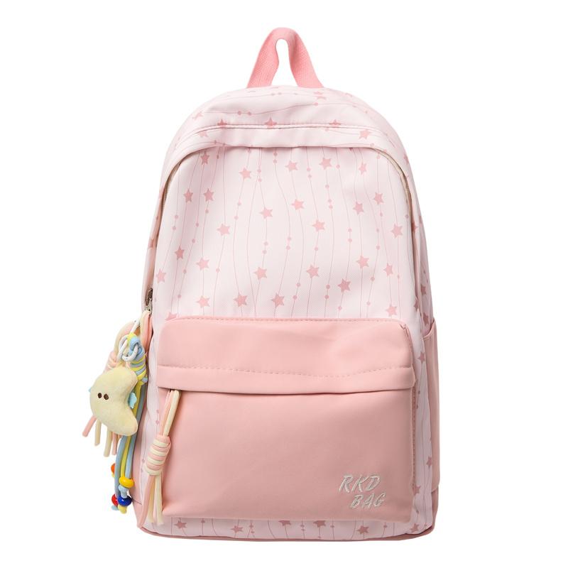 

Рюкзак с принтом звезд Женский рюкзак в студенческом стиле Школьный рюкзак для средней школы розовый