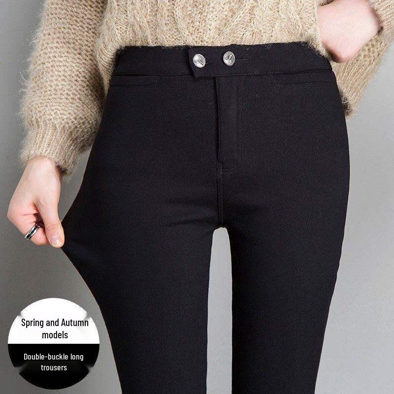 

Women s 2025 Lambswool Slimming High Elasticity Black Pencil Pants with Velvet Lining XL (115-128 kg)