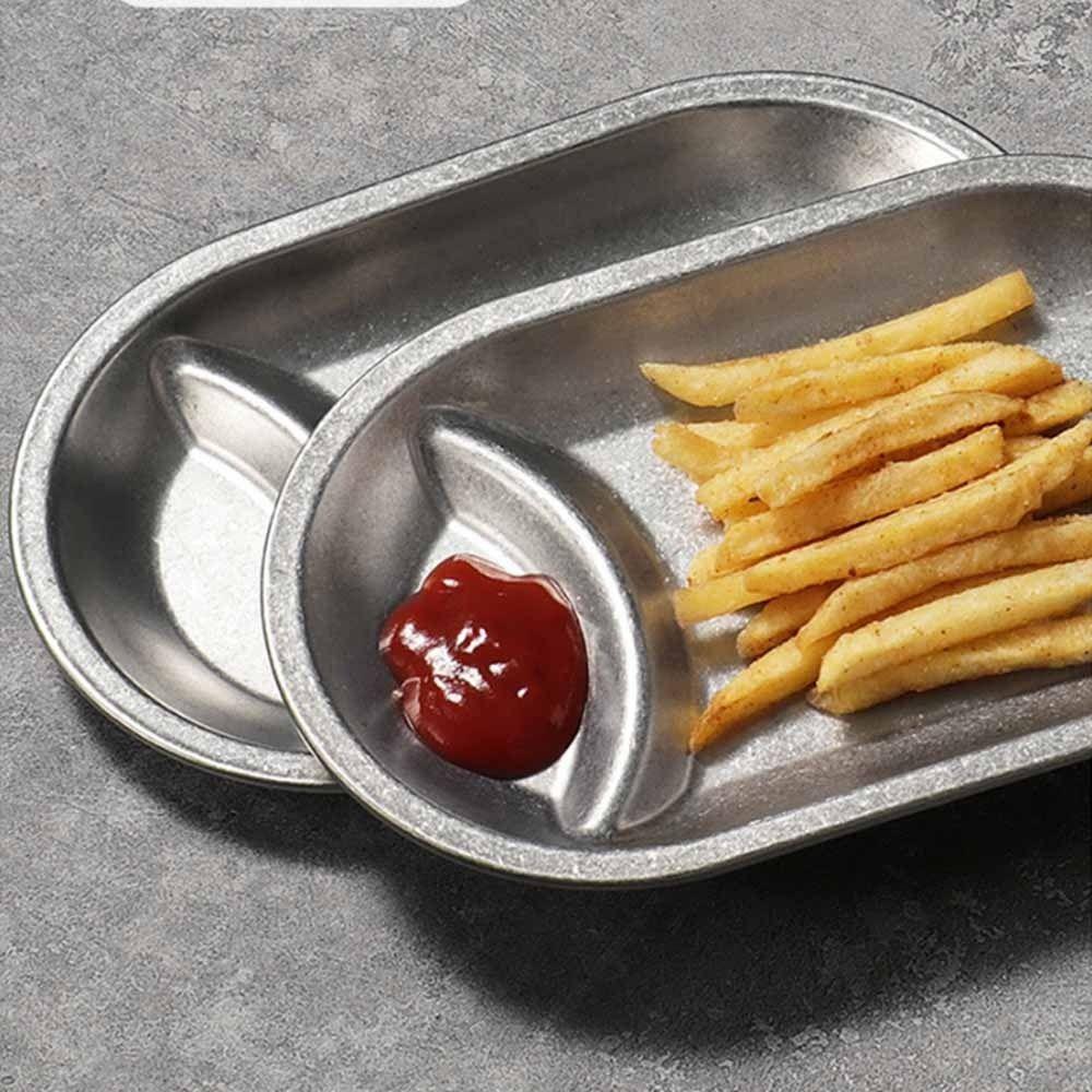 Förtjockad Pommes Frites Skål Rostfritt Stål Serveringsbricka Praktisk Dumplingtallrik Restaurang