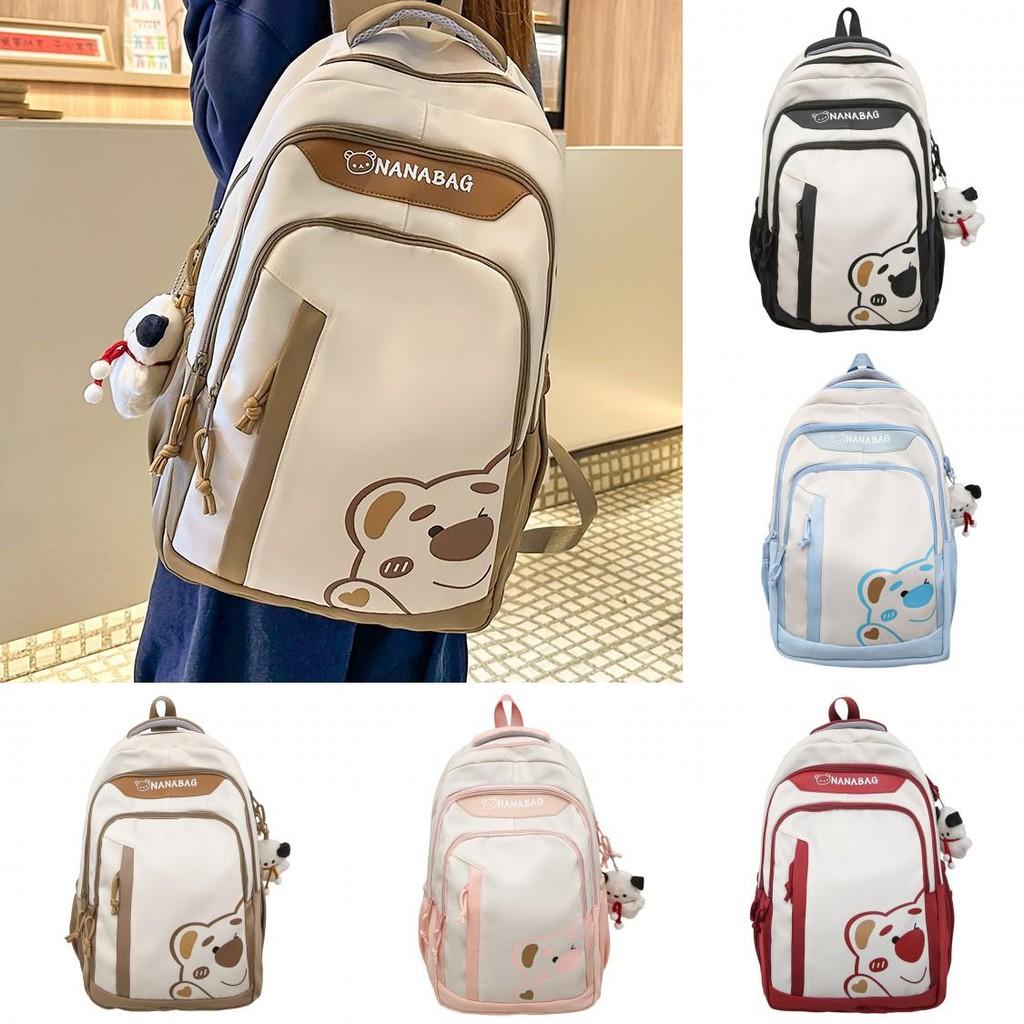 Lotso Nylon Cartoon Bear Student Backpack With Breathable Design For Middle School Girls And Boys