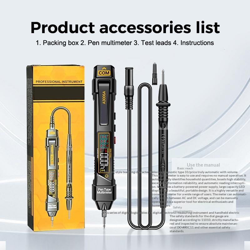 A3006 Mini Pen Type Multimeter Digital Professional 4000 Counts AC/DC Voltage Diode Capacitance Hz Meter Tool
