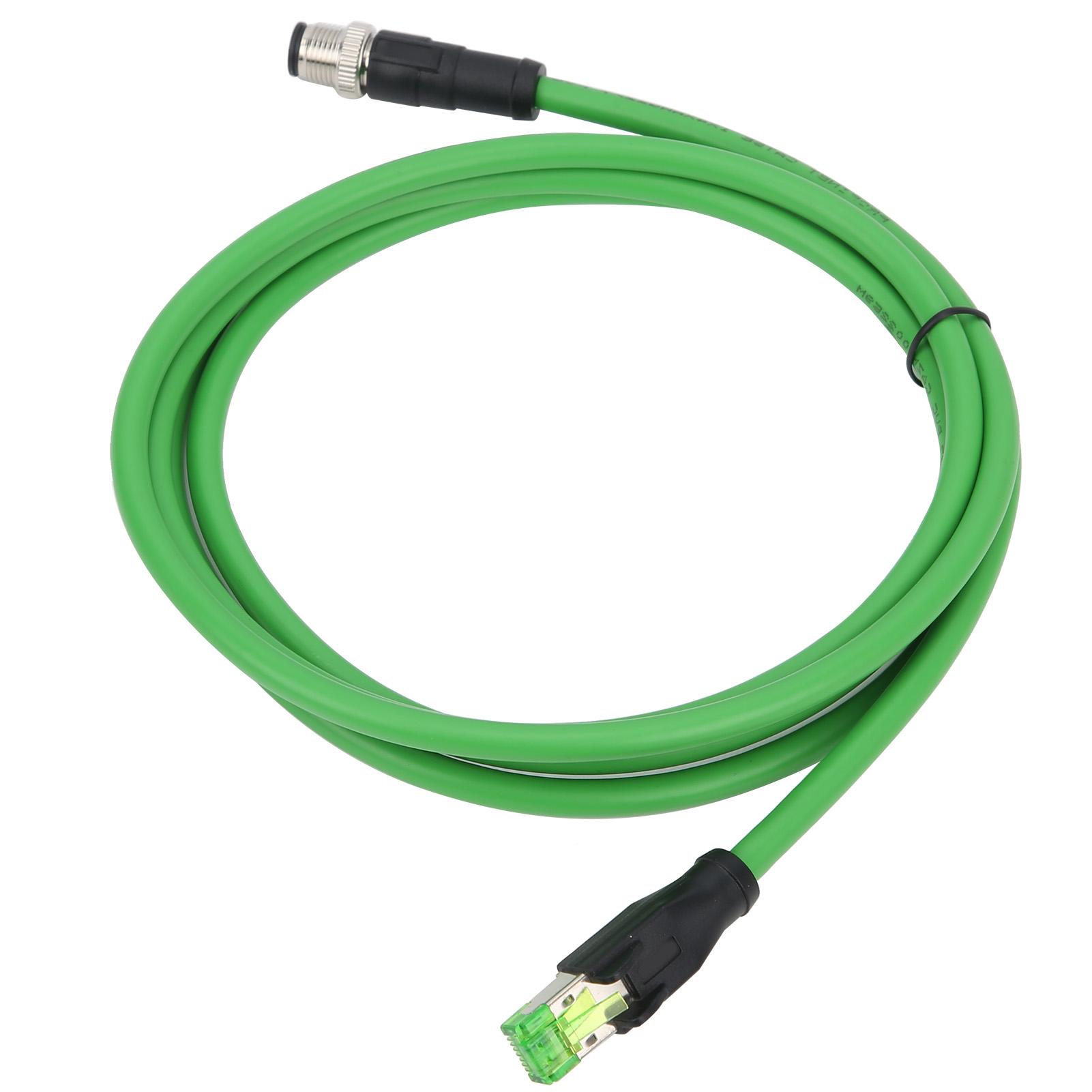 

Patch Cord M12 RJ45 Connector Ethernet Shielded Cable 4 Pin CAT5E 24 AWG Wire IP67 Water Proof