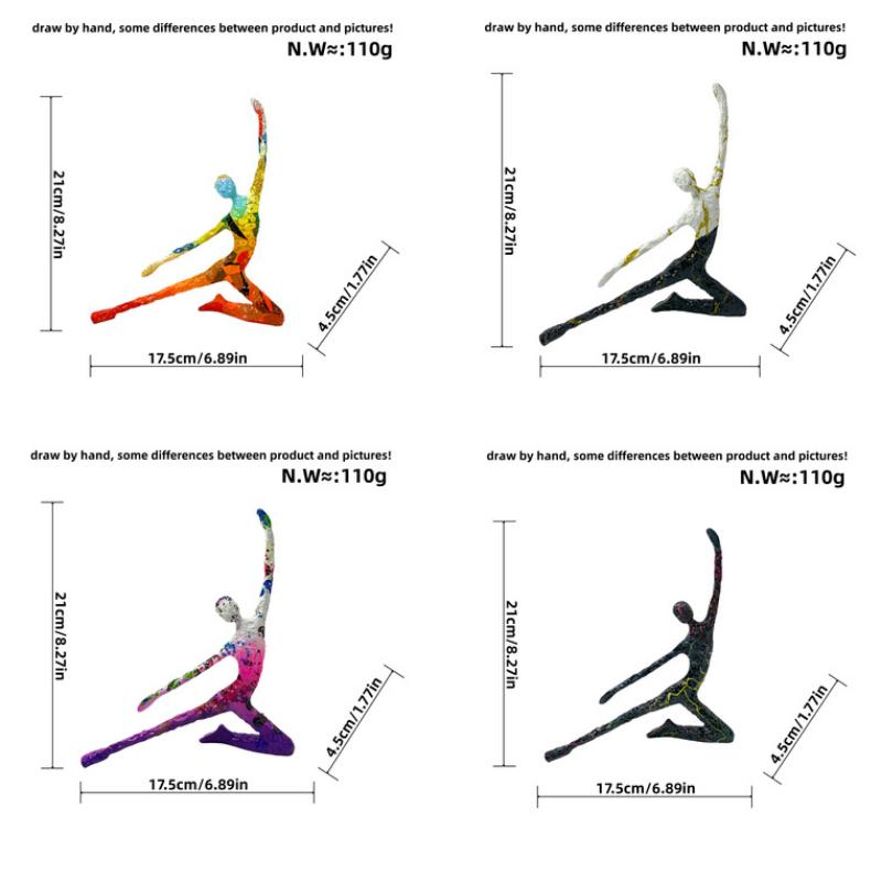 Abstrakcyjne Statuetki Jogi Kolorowe Graffiti Art Figurka Nowoczesny Styl Dom Salon Biurko Szafki na Wino Ozdoby z Żywicy