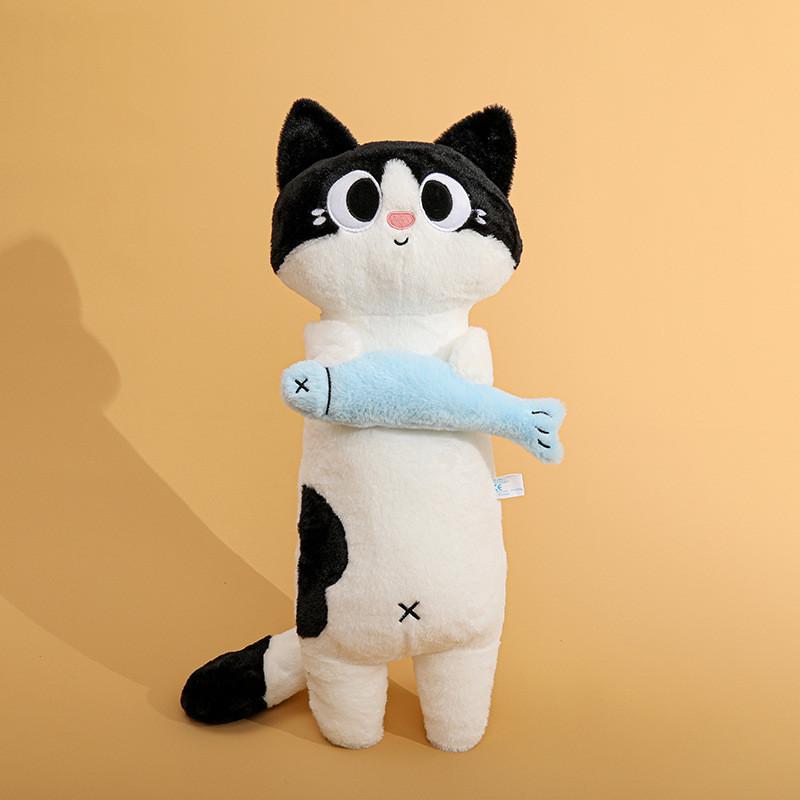 Soft Plush Fish Cat Long Body Pillow For Sleep And Relaxation Girls Side Sleeping Comfort